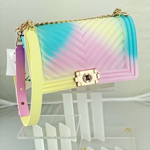 Rainbow Jelly Handbag Crossed body Purse - Picture 3 of 8